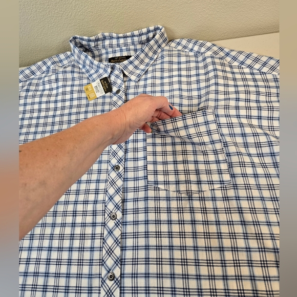 NWT Noble Outfitters Button Front Short Sleeve Shirt Blue Plaid 3X - Picture 6 of 16